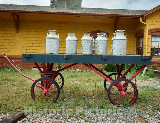 Photo - Milk cans on an Old Freight Wagon at The Colorado Railroad Museum in Golden, Outside Denver- Fine Art Photo Reporduction