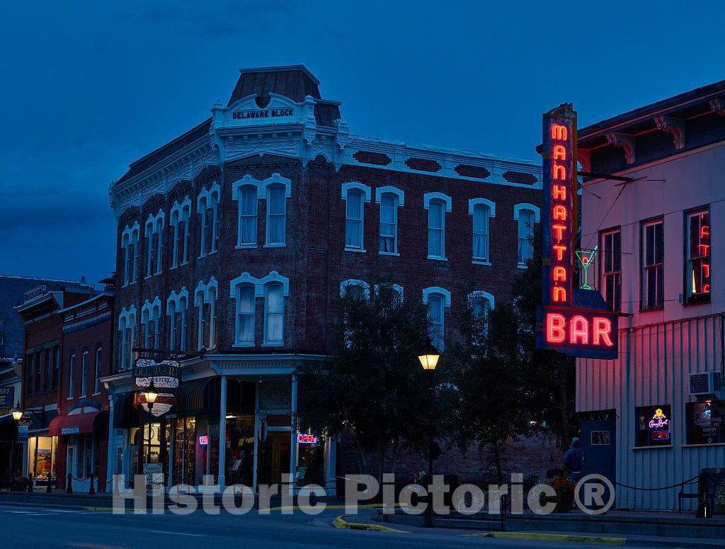 Photo - Sundown, time to Light The neon Sign at Leadville's Mahattan Bar- Fine Art Photo Reporduction