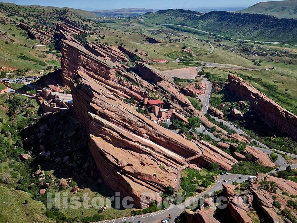 Photo - Aerial View of The Red Rocks Outdoor Amphitheater and The Formation That gave it its Name in Morrison, Near Denver- Fine Art Photo Reporduction