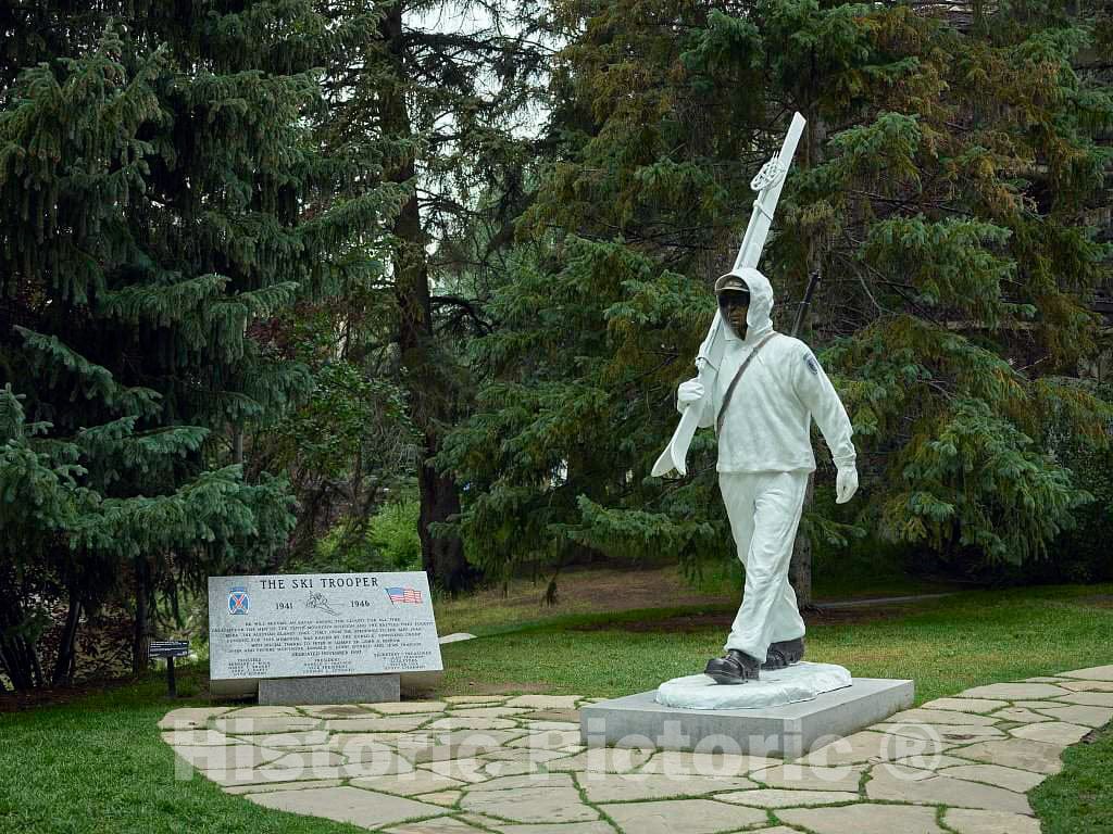 Photo - Scott Stearman's Ski Trooper Bronze Sculpture in The ski-Resort Town of Vail, Colorado. The Statue Honors Soldiers of The U.S- Fine Art Photo Reporduction