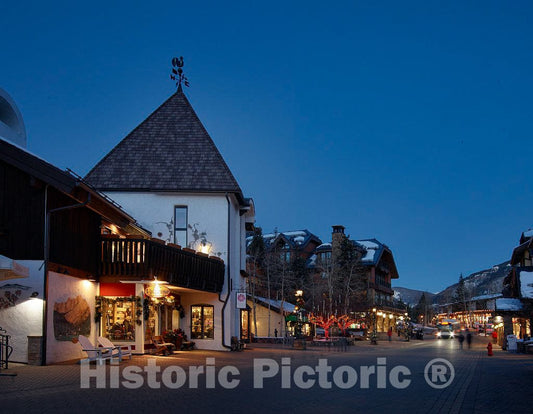 Photo - Dusk in Vail Village in The Heart of The ski-Resort Town of Vail, Colorado- Fine Art Photo Reporduction