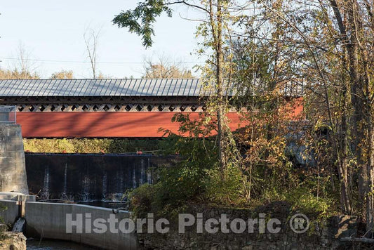 Photo - The Paper Mill Village Bridge, a Covered Bridge Across The Walloomsac River in North Bennington, Vermont- Fine Art Photo Reporduction