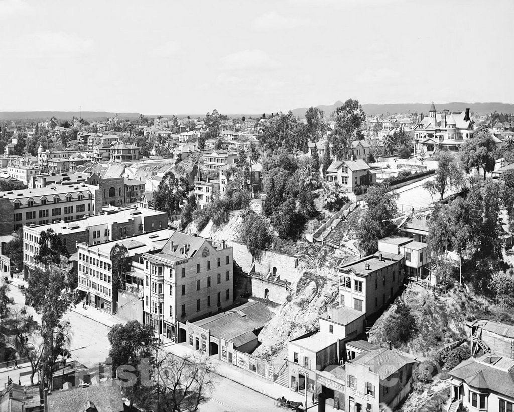 Historic Black & White Photo - Los Angeles, California - Overview of Bunker Hill, c1895 -