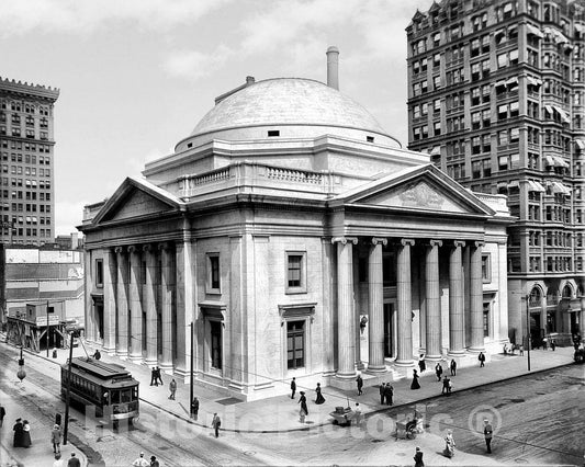 Philadelphia Historic Black & White Photo, The Girard Trust Building on Broad Street, c1907 -