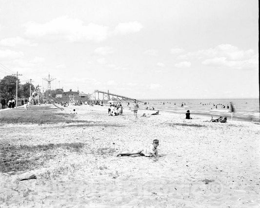 Historic Black & White Photo - Rochester, New York - Ontario Beach, c1919 -