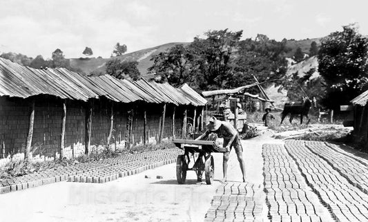 Historic Black & White Photo - St. Johnsbury, Vermont - Making Bricks in St. Johnsbury, c1907 -