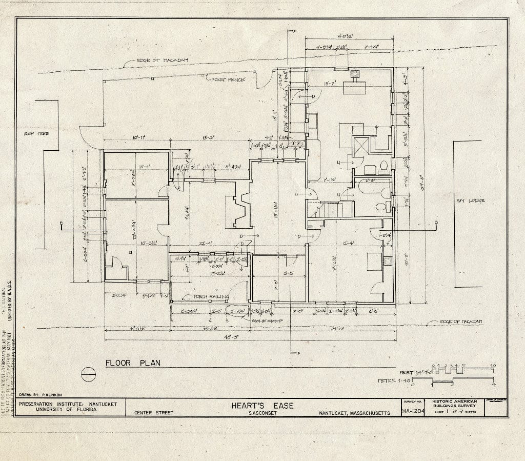 Blueprint HABS Mass,10-NANT,96- (Sheet 1 of 7) - Heart's Ease, Center Street, Siasconset, Nantucket, Nantucket County, MA