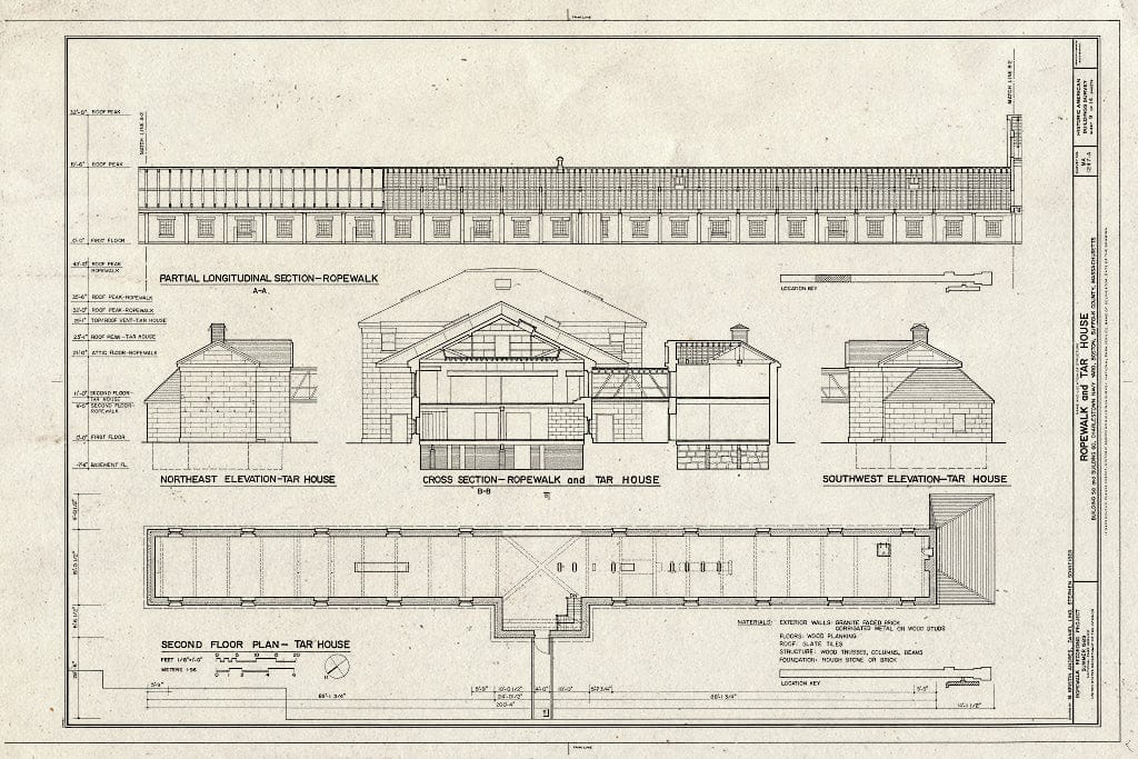 Blueprint HABS Mass,13-BOST,130-A- (Sheet 9 of 14) - Charlestown Navy Yard, Ropewalk & Tar House, Boston, Suffolk County, MA