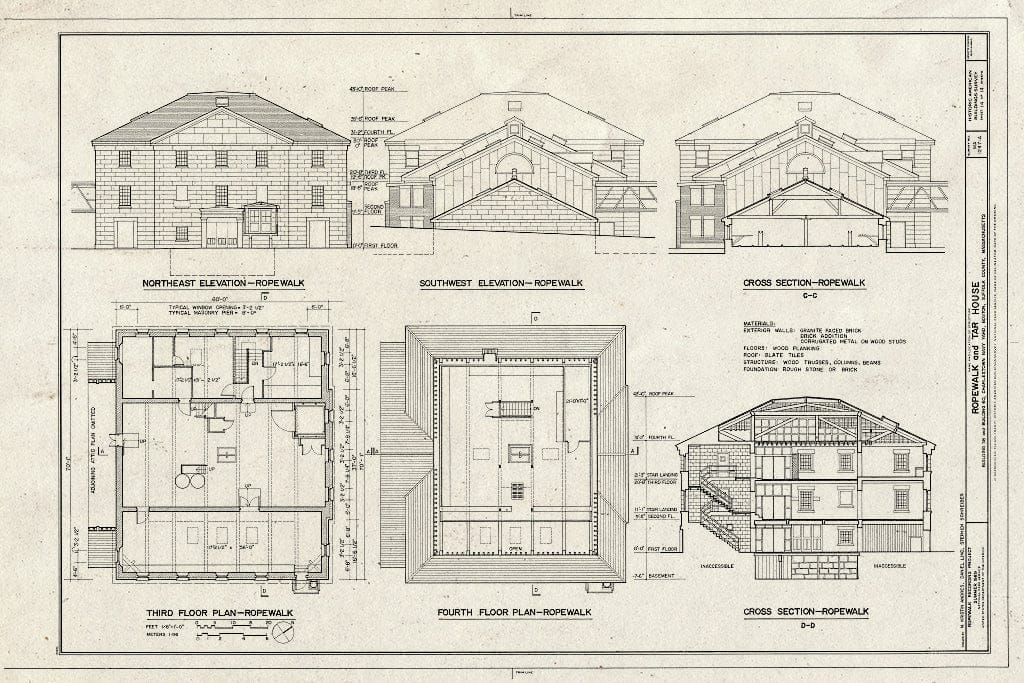 Blueprint HABS Mass,13-BOST,130-A- (Sheet 14 of 14) - Charlestown Navy Yard, Ropewalk & Tar House, Boston, Suffolk County, MA