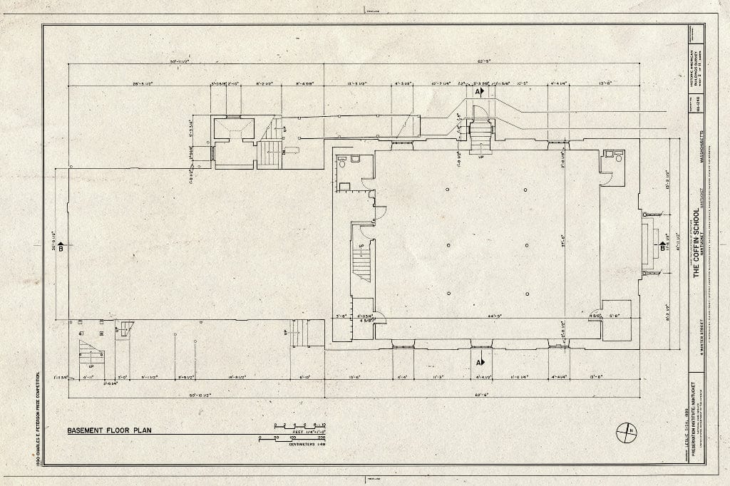 Blueprint HABS Mass,10-NANT,90- (Sheet 2 of 11) - Coffin School, 4 Winter Street, Nantucket, Nantucket County, MA