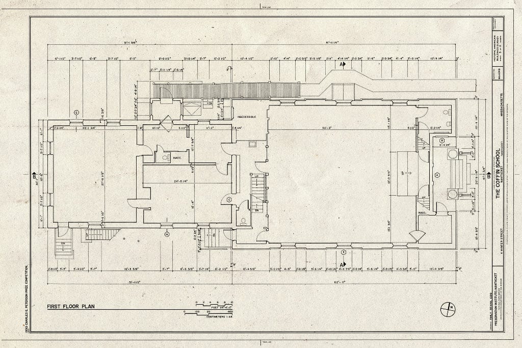 Blueprint HABS Mass,10-NANT,90- (Sheet 3 of 11) - Coffin School, 4 Winter Street, Nantucket, Nantucket County, MA