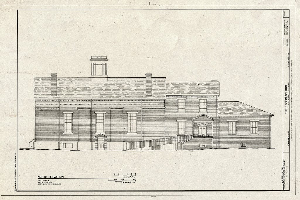Blueprint HABS Mass,10-NANT,90- (Sheet 6 of 11) - Coffin School, 4 Winter Street, Nantucket, Nantucket County, MA