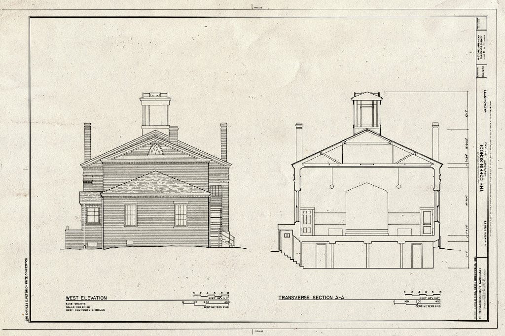 Blueprint HABS Mass,10-NANT,90- (Sheet 8 of 11) - Coffin School, 4 Winter Street, Nantucket, Nantucket County, MA