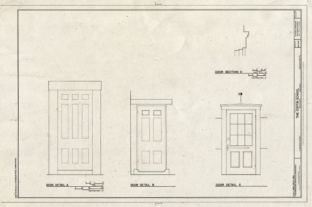 Blueprint HABS Mass,10-NANT,90- (Sheet 10 of 11) - Coffin School, 4 Winter Street, Nantucket, Nantucket County, MA