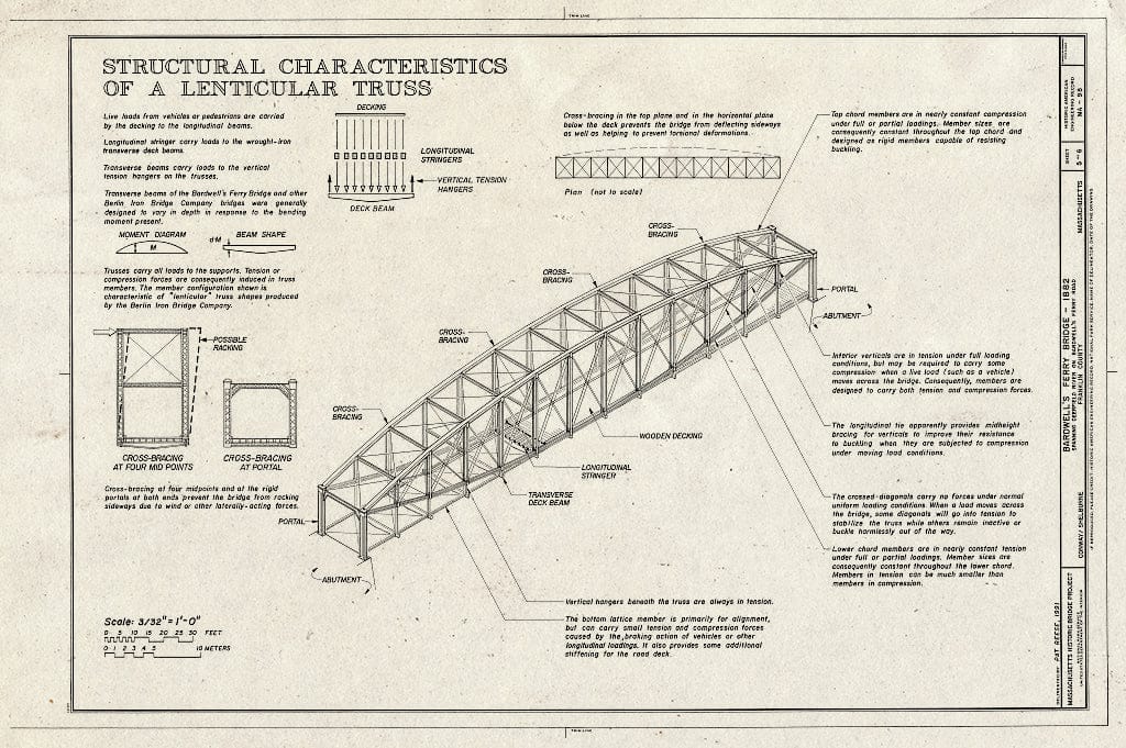 Blueprint HAER Mass,6-SHELB,4- (Sheet 5 of 6) - Bardwell's Ferry Bridge, Spanning Deerfield River on Bardwell's Ferry Road, Shelburne, Franklin County, MA