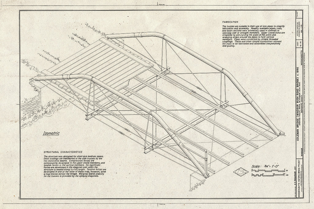 Blueprint HAER MASS,2-WIND,1- (sheet 4 of 4) - Coleman Bridge, Spanning Phelps Brook, on Windsor Bush Road, at eastern edge of Windsor State Forest, Windsor, Berkshire County, MA