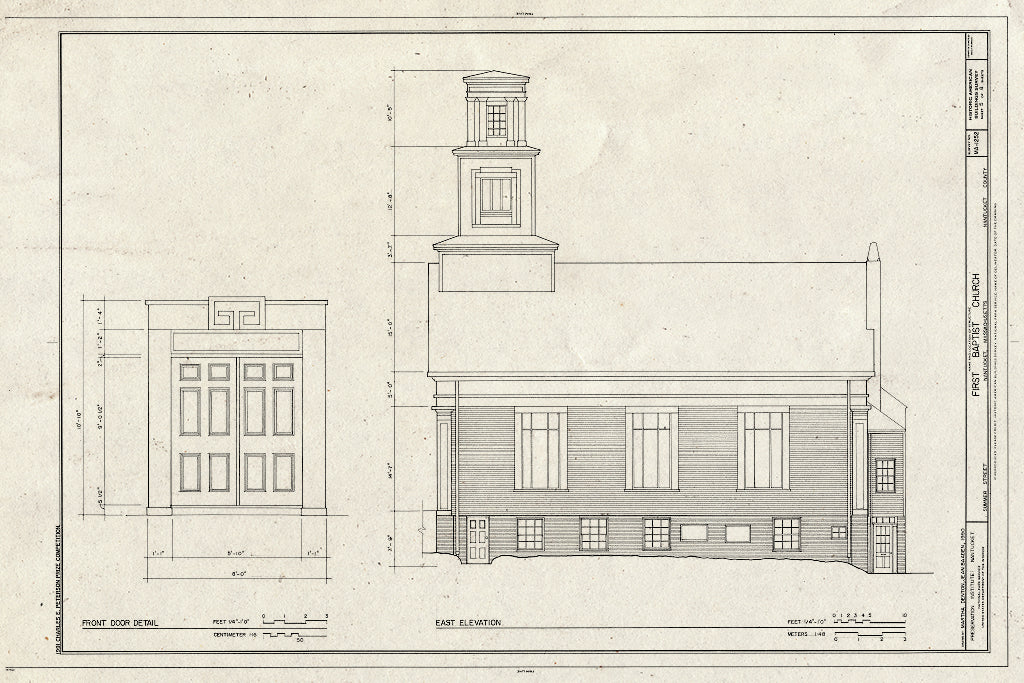 Blueprint HABS Mass,10-NANT,91- (Sheet 5 of 8) - First Baptist Church, 1 Summer Street, Nantucket, Nantucket County, MA