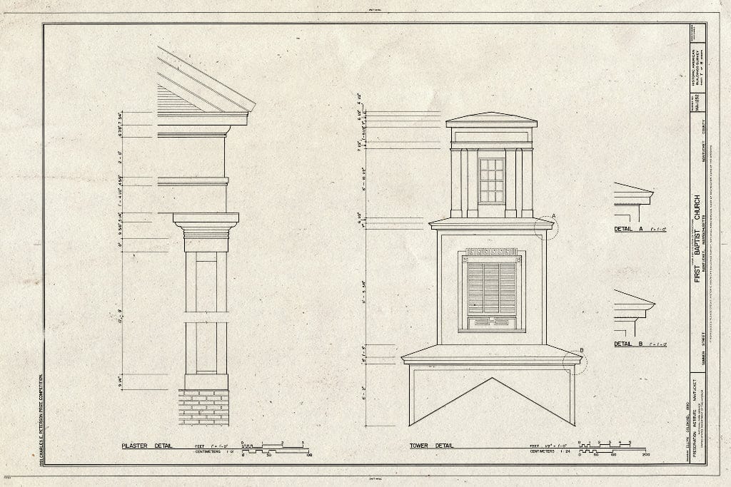 Blueprint HABS Mass,10-NANT,91- (Sheet 7 of 8) - First Baptist Church, 1 Summer Street, Nantucket, Nantucket County, MA