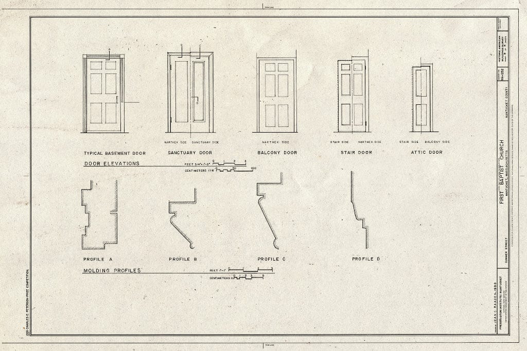 Blueprint HABS Mass,10-NANT,91- (Sheet 8 of 8) - First Baptist Church, 1 Summer Street, Nantucket, Nantucket County, MA