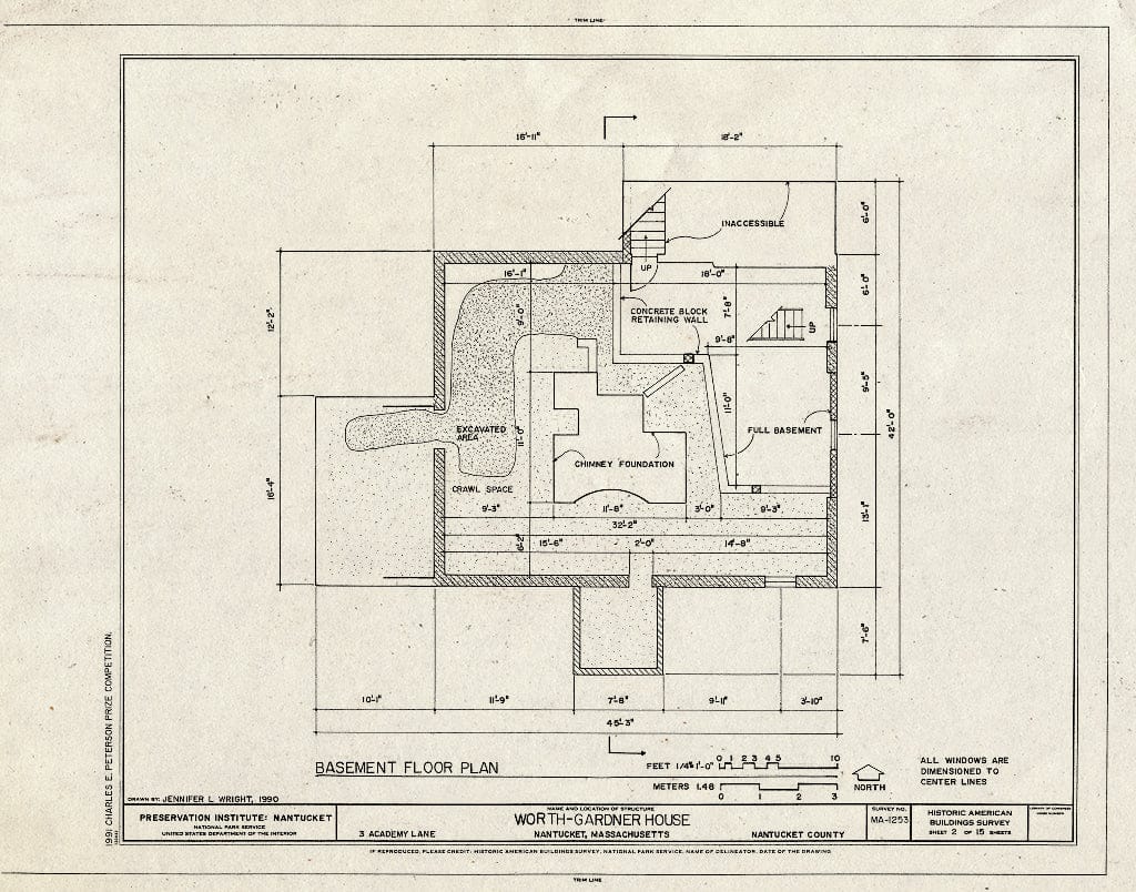 Blueprint HABS Mass,10-NANT,92- (Sheet 2 of 15) - Worth-Gardner House, 3 Academy Lane, Nantucket, Nantucket County, MA