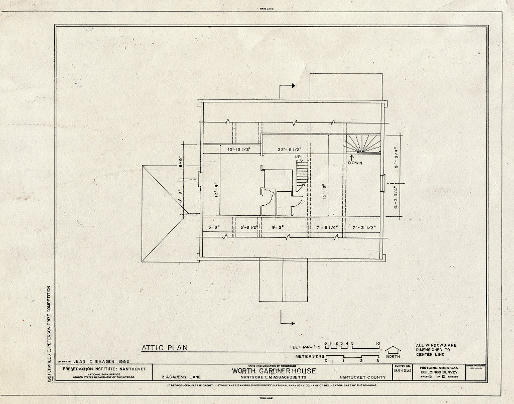 Blueprint HABS Mass,10-NANT,92- (Sheet 5 of 15) - Worth-Gardner House, 3 Academy Lane, Nantucket, Nantucket County, MA