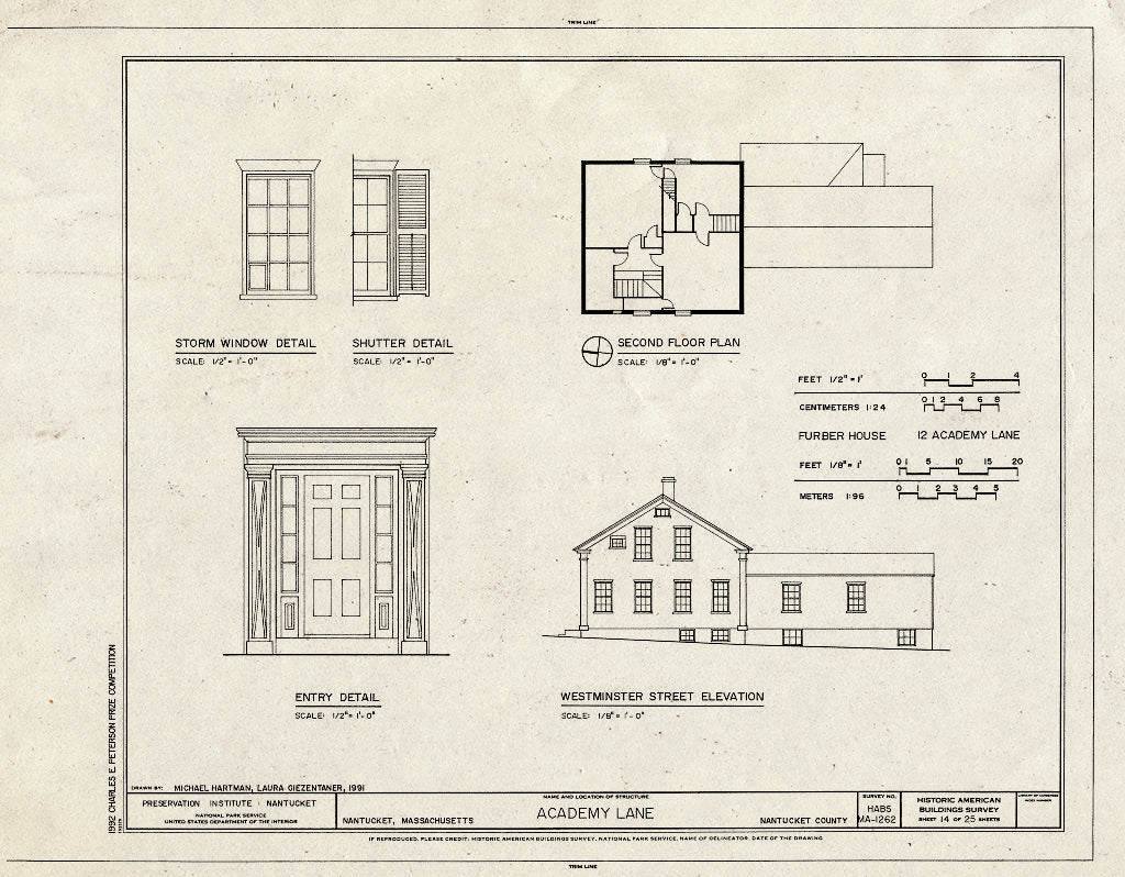 Blueprint HABS Mass,10-NANT,89- (Sheet 14 of 25) - Academy Lane (Houses), Nantucket, Nantucket County, MA