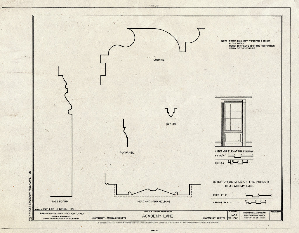 Blueprint HABS Mass,10-NANT,89- (Sheet 21 of 25) - Academy Lane (Houses), Nantucket, Nantucket County, MA