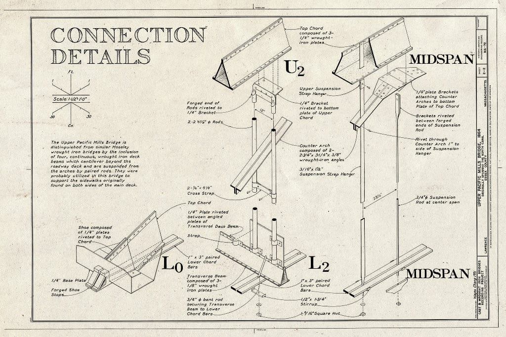 Blueprint HAER Mass,5-LAWR,6- (Sheet 2 of 2) - Upper Pacific Mills Bridge, Moved to Merrimack College, North Andover, MA, Lawrence, Essex County, MA