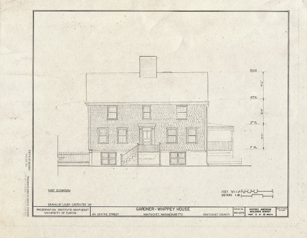 Blueprint HABS Mass,10-NANT,95- (Sheet 5 of 10) - Gardner-Whippey House, 64 Centre Street, Nantucket, Nantucket County, MA