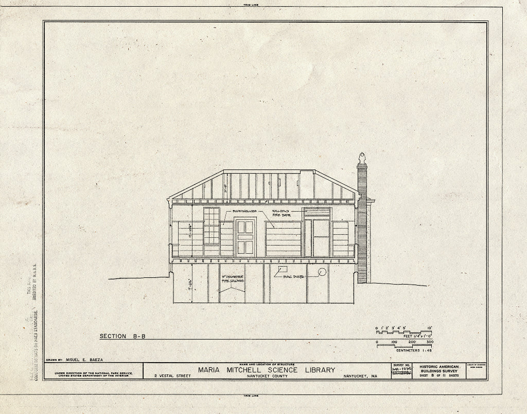 Blueprint HABS Mass,10-NANT,101- (Sheet 8 of 11) - Maria Mitchell Association, Science Library, 2 Vestal Street, Nantucket, Nantucket County, MA