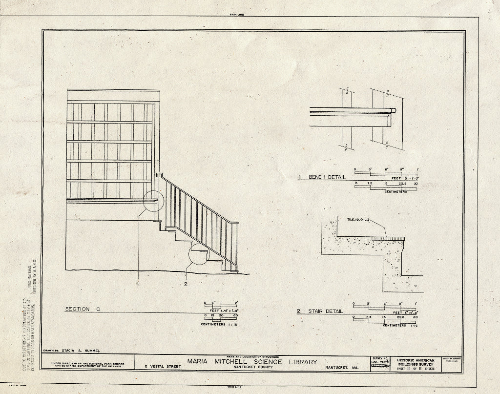 Blueprint HABS Mass,10-NANT,101- (Sheet 11 of 11) - Maria Mitchell Association, Science Library, 2 Vestal Street, Nantucket, Nantucket County, MA
