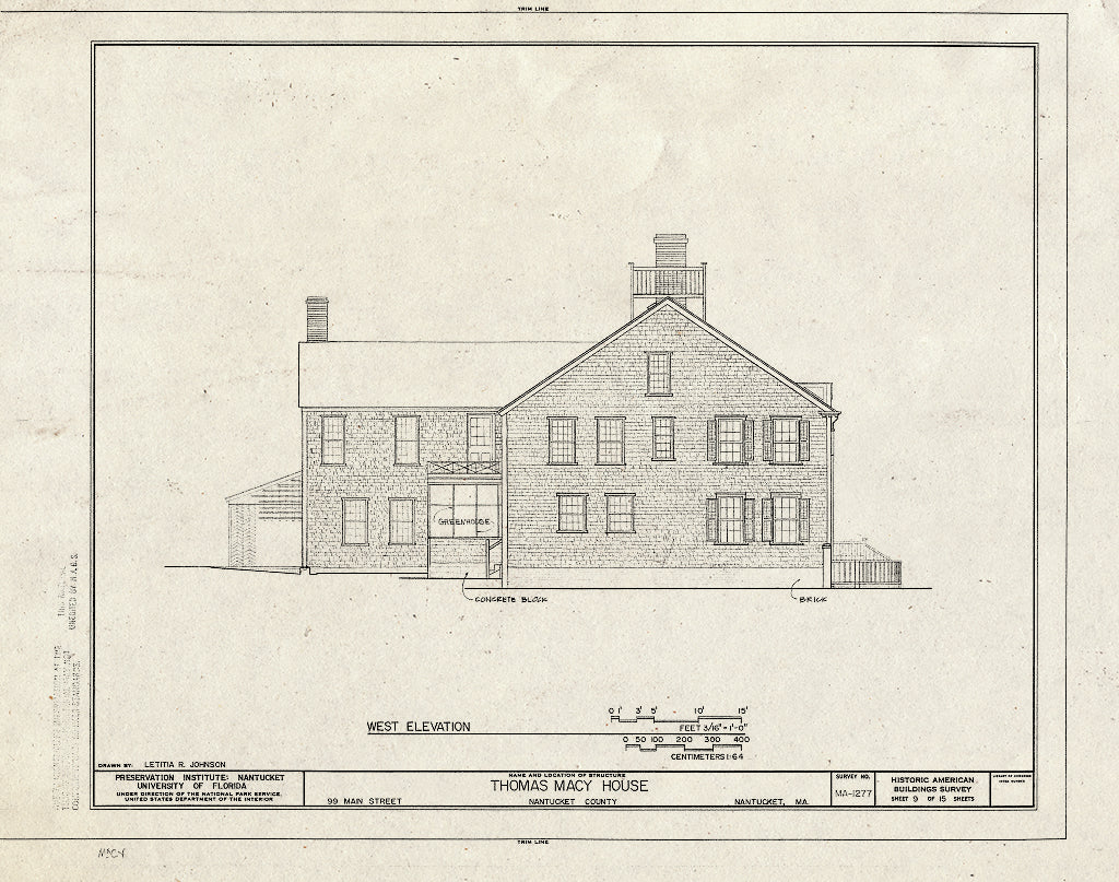Blueprint HABS Mass,10-NANT,99- (Sheet 9 of 15) - Thomas Macy House, 99 Main Street, Nantucket, Nantucket County, MA
