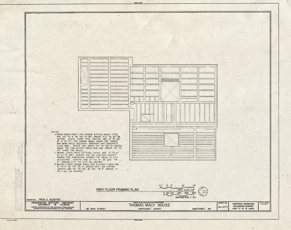 Blueprint HABS Mass,10-NANT,99- (Sheet 12 of 15) - Thomas Macy House, 99 Main Street, Nantucket, Nantucket County, MA