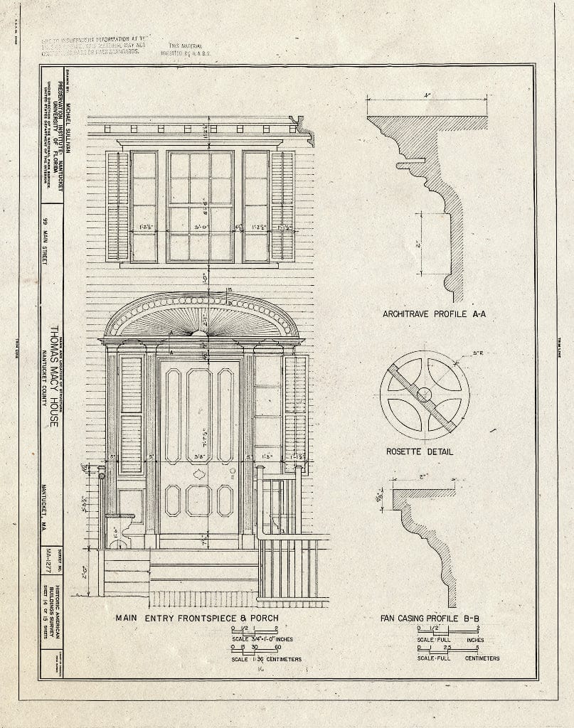 Blueprint HABS Mass,10-NANT,99- (Sheet 14 of 15) - Thomas Macy House, 99 Main Street, Nantucket, Nantucket County, MA