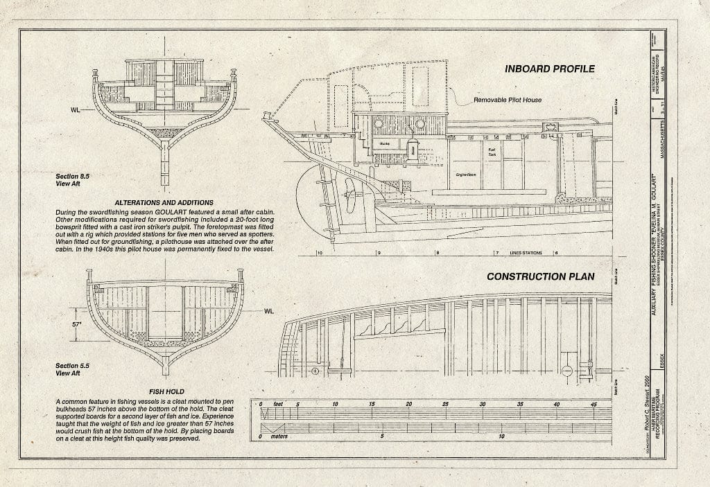 Blueprint HAER Mass,5-ESS,2- (Sheet 3 of 11) - Auxiliary Fishing Schooner Evelina M. Goulart, Essex Shipbuilding Museum, 66 Main Street, Essex, Essex County, MA