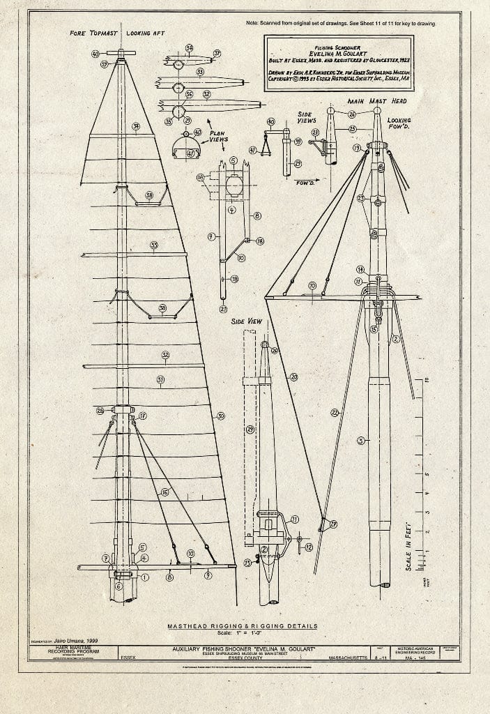 Blueprint HAER Mass,5-ESS,2- (Sheet 8 of 11) - Auxiliary Fishing Schooner Evelina M. Goulart, Essex Shipbuilding Museum, 66 Main Street, Essex, Essex County, MA