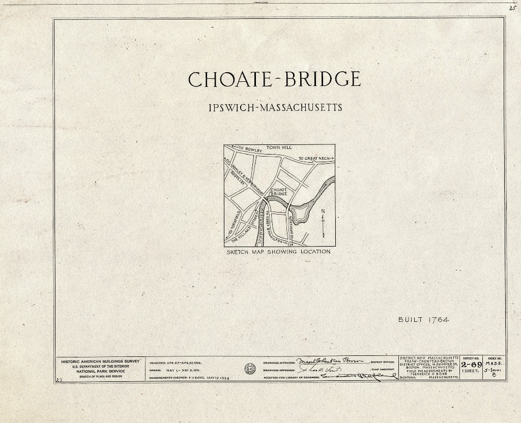 Blueprint HABS Mass,5-IPSWI,8- (Sheet 0 of 1) - Choate Bridge, Ipswich, Essex County, MA