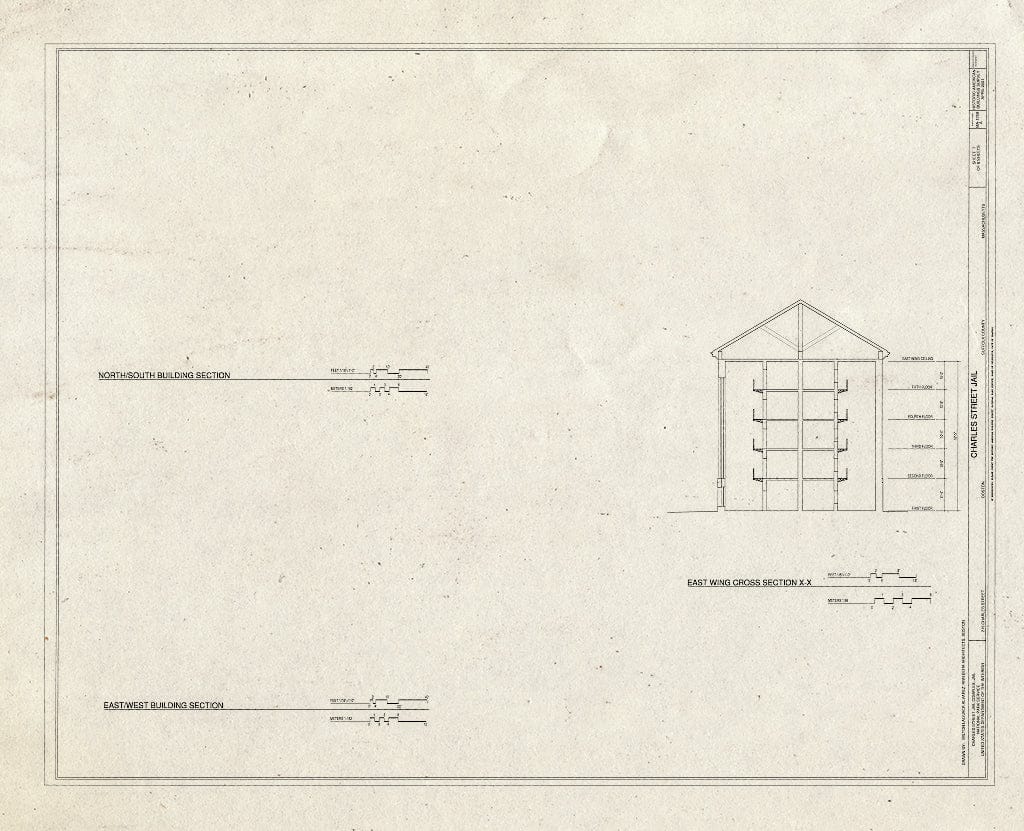 Blueprint HABS Mass,13-BOST,143A- (Sheet 7 of 8) - Charles Street Jail Complex, Jail, 215 Charles Street, Boston, Suffolk County, MA