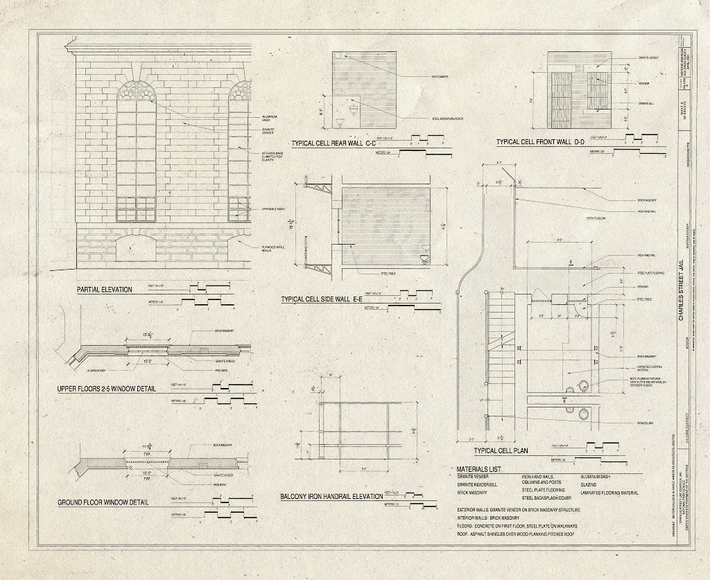 Blueprint HABS Mass,13-BOST,143A- (Sheet 8 of 8) - Charles Street Jail Complex, Jail, 215 Charles Street, Boston, Suffolk County, MA