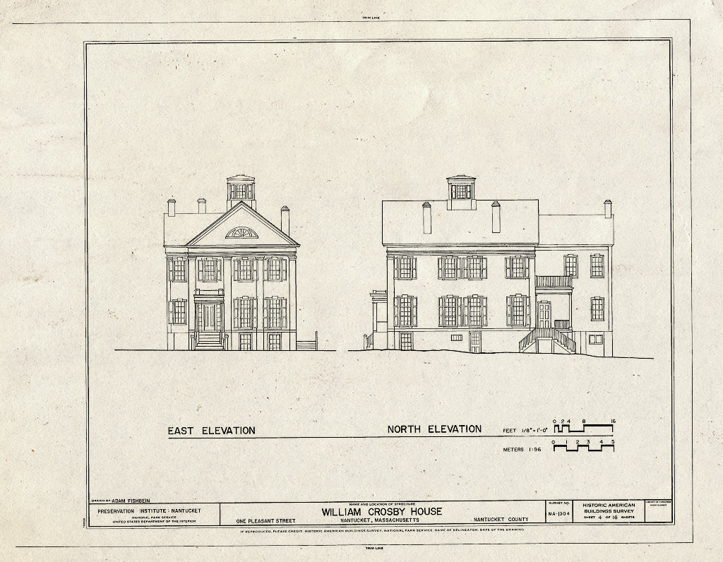 Blueprint HABS Mass,10-NANT,107- (Sheet 4 of 16) - William Crosby House, 1 Pleasant Street, Nantucket, Nantucket County, MA