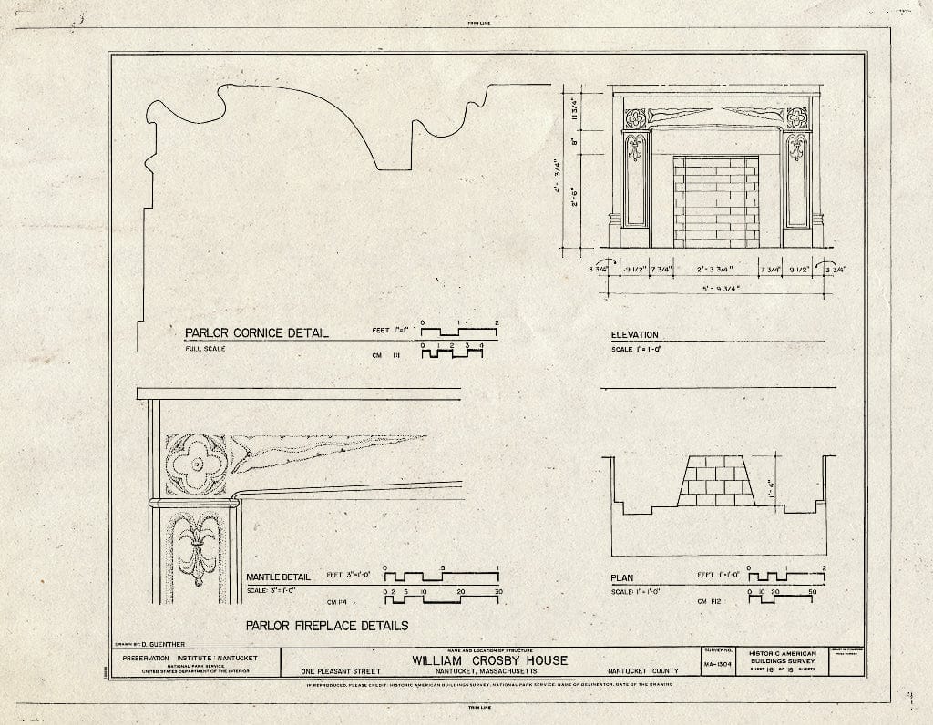 Blueprint HABS Mass,10-NANT,107- (Sheet 16 of 16) - William Crosby House, 1 Pleasant Street, Nantucket, Nantucket County, MA