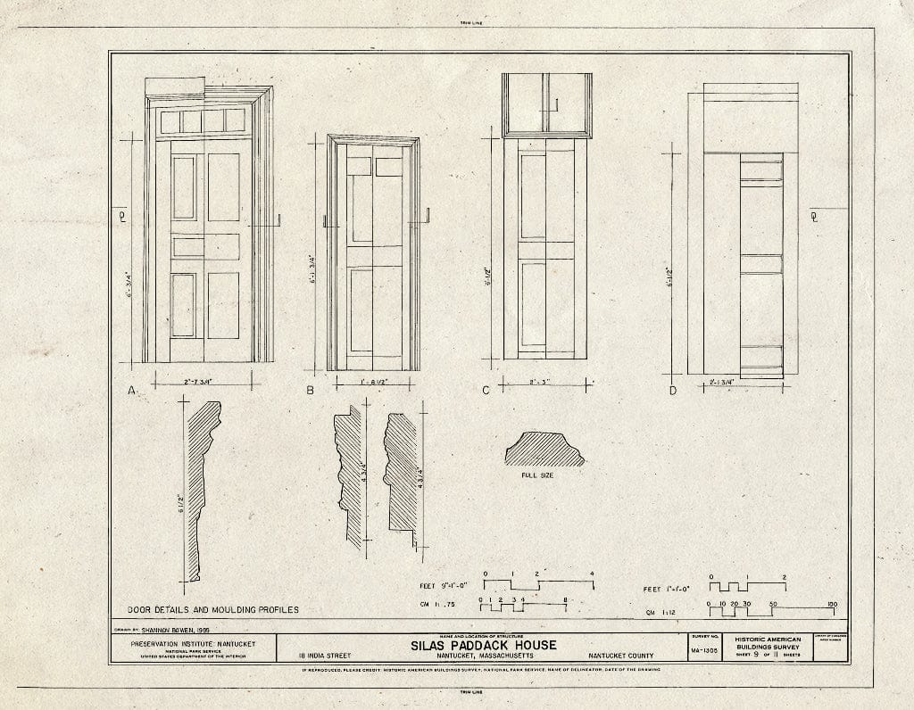 Blueprint HABS Mass,10-NANT,111- (Sheet 9 of 11) - Silas Paddack House, 18 India Street, Nantucket, Nantucket County, MA