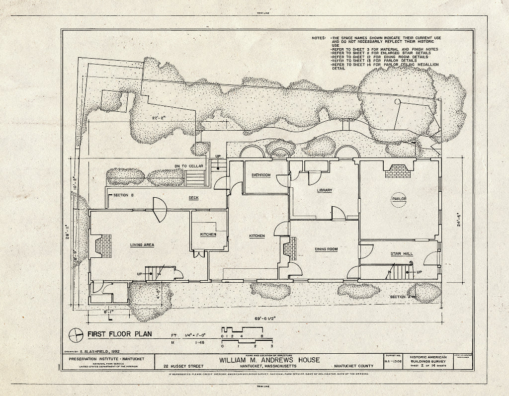 Blueprint HABS Mass,10-NANT,113- (Sheet 2 of 14) - William M. Andrews House, 22 Hussey Street, Nantucket, Nantucket County, MA