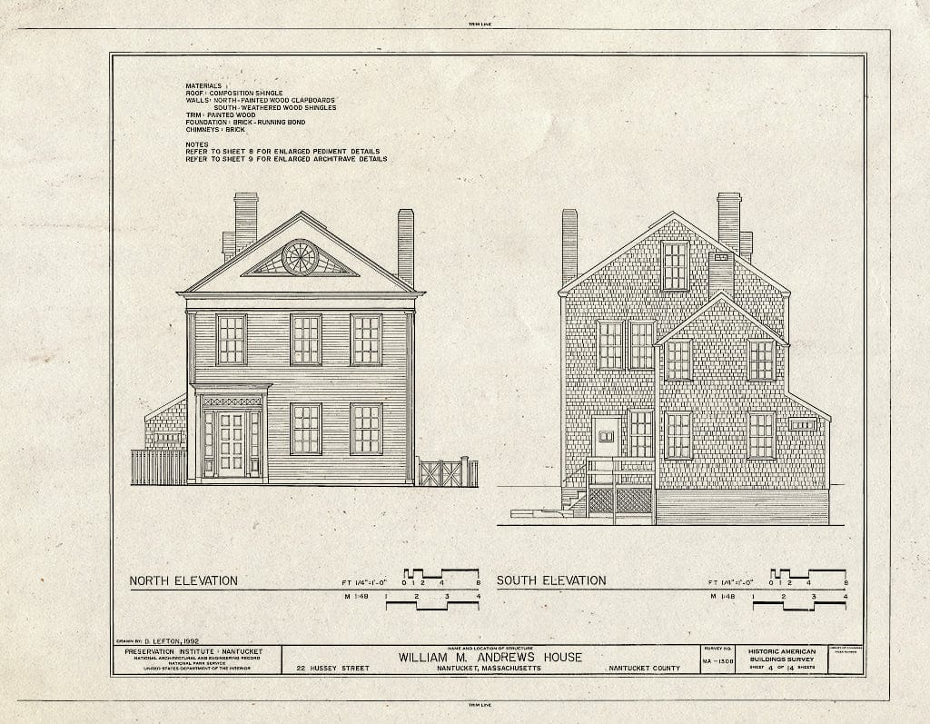 Blueprint HABS Mass,10-NANT,113- (Sheet 4 of 14) - William M. Andrews House, 22 Hussey Street, Nantucket, Nantucket County, MA