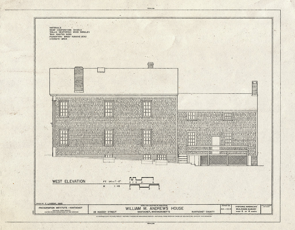 Blueprint HABS Mass,10-NANT,113- (Sheet 6 of 14) - William M. Andrews House, 22 Hussey Street, Nantucket, Nantucket County, MA