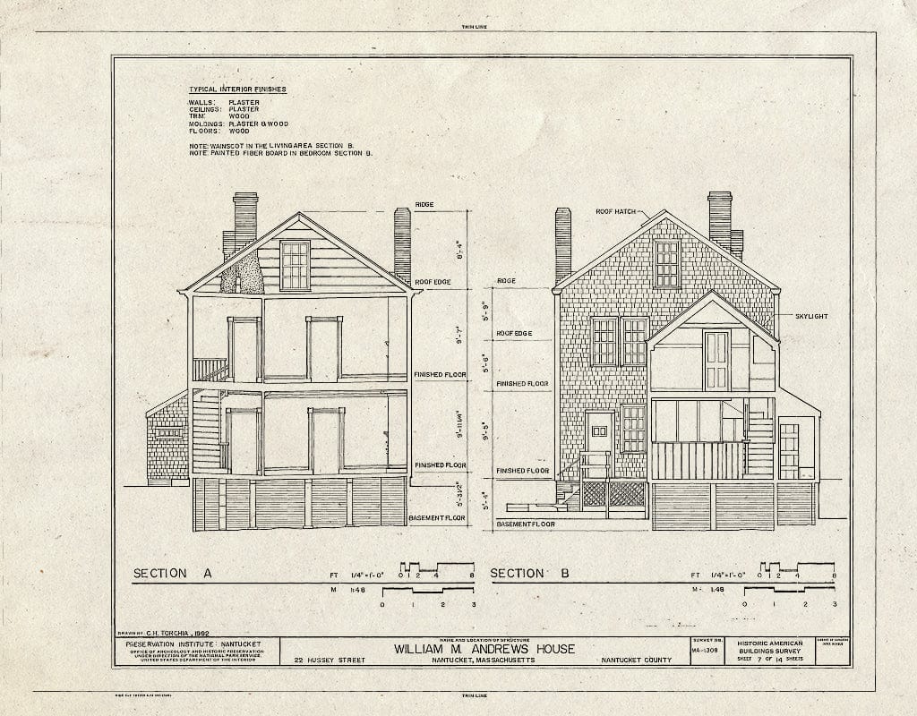 Blueprint HABS Mass,10-NANT,113- (Sheet 7 of 14) - William M. Andrews House, 22 Hussey Street, Nantucket, Nantucket County, MA