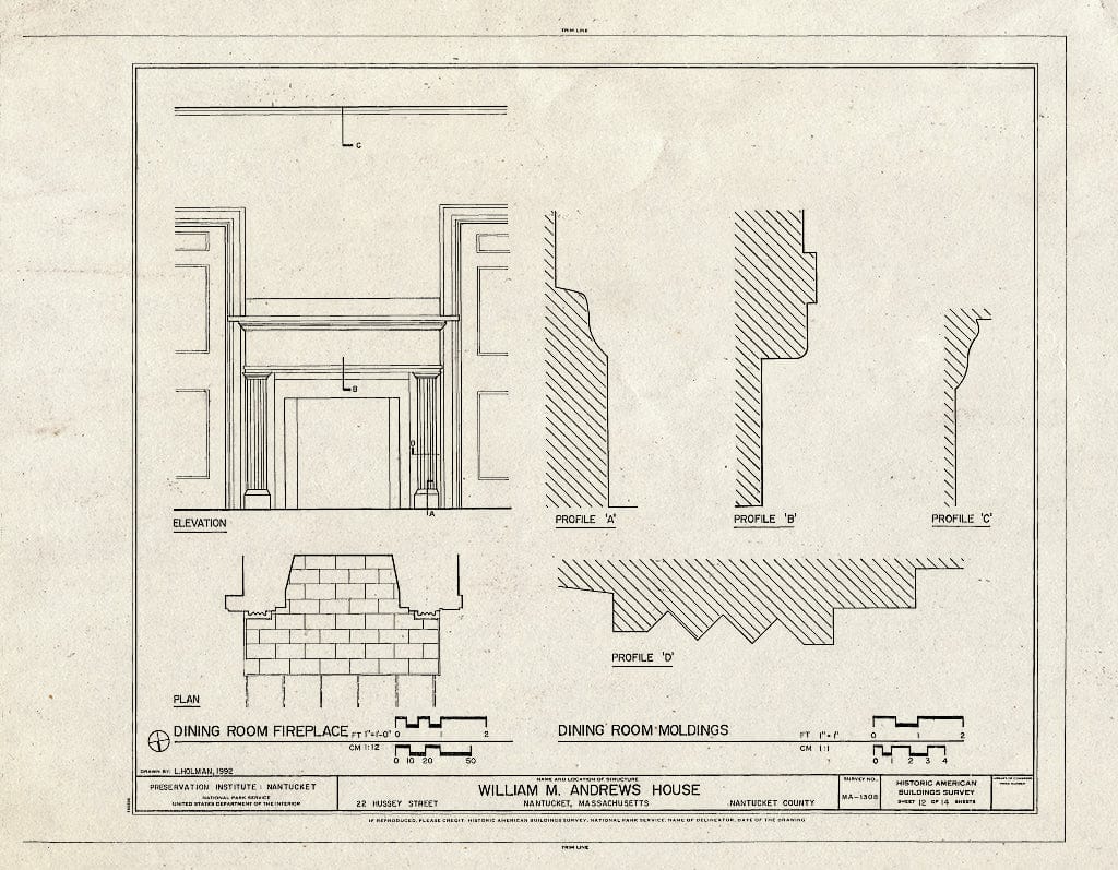 Blueprint HABS Mass,10-NANT,113- (Sheet 12 of 14) - William M. Andrews House, 22 Hussey Street, Nantucket, Nantucket County, MA