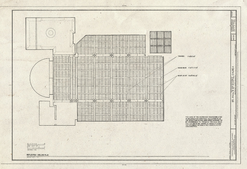 Blueprint Reflected Ceiling Plan - St. Paul's Episcopal Church, 11 Fair Street, Nantucket, Nantucket County, MA