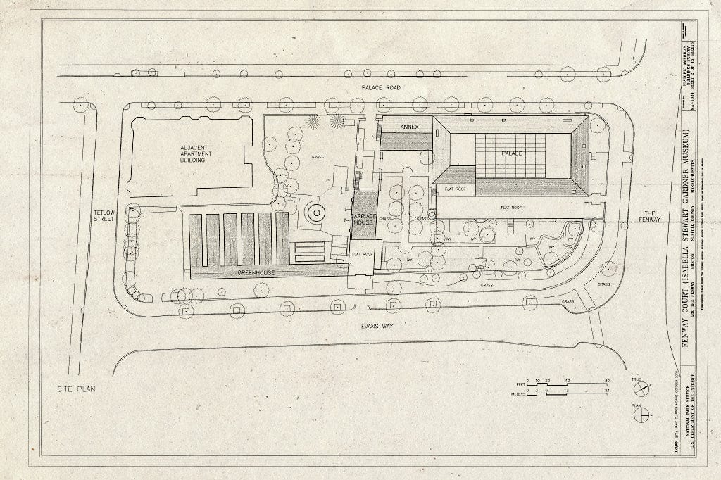 Blueprint Site Plan - Fenway Court, 280 The Fenway, Boston, Suffolk County, MA