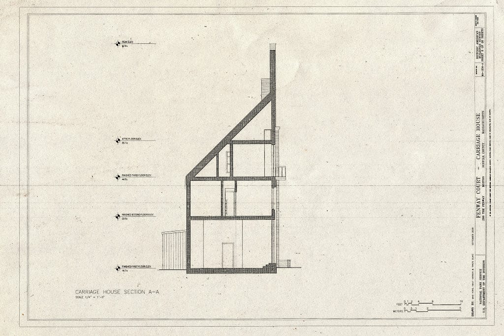 Blueprint Section - Fenway Court, Carriage House, 280 The Fenway, Boston, Suffolk County, MA
